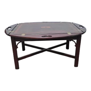 Hekman Butler Table Mahogany Coffee Table W/ Sunburst Inlay in the Federal Style