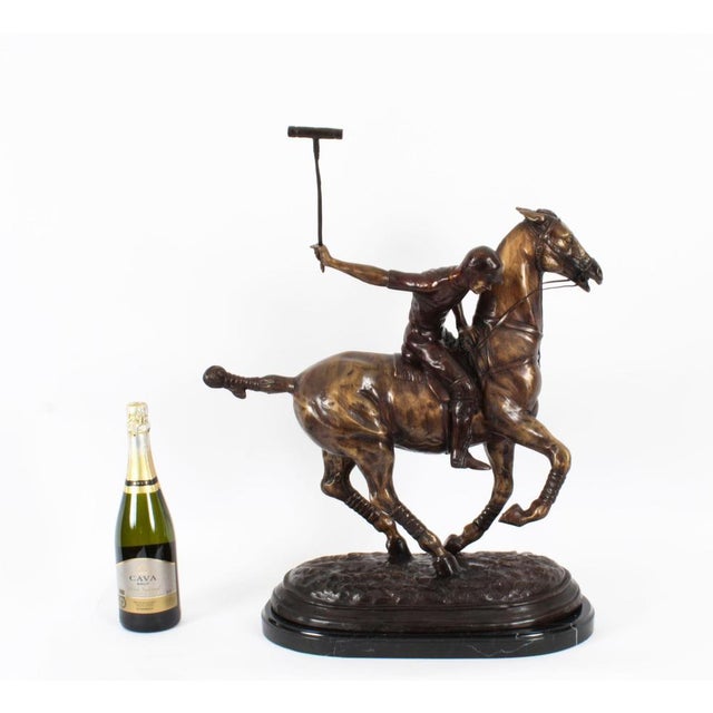 Polo Player Galloping Horse Sculpture, 20th Century, Bronze For Sale - Image 12 of 14