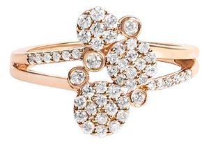 14K Rose Gold Plated .925 Sterling Silver 1/2 Cttw Diamond Scatter Composite Bypass Ring (I-J Color, EVS1010