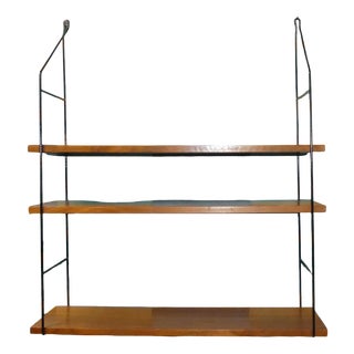Vintage String Shelf in Walnut, 1960s For Sale