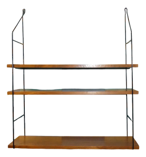 Vintage String Shelf in Walnut, 1960s