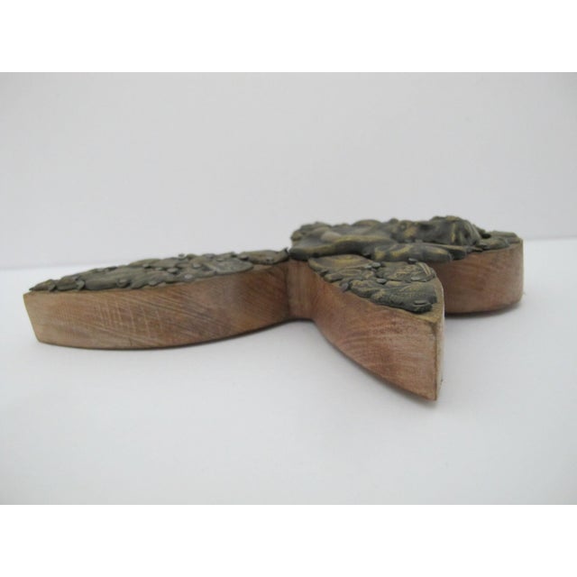 Mid 20th Century Mexican Milagros Wood Folk Art Cross With Cherub Guardian Angel & Charms For Sale - Image 5 of 8