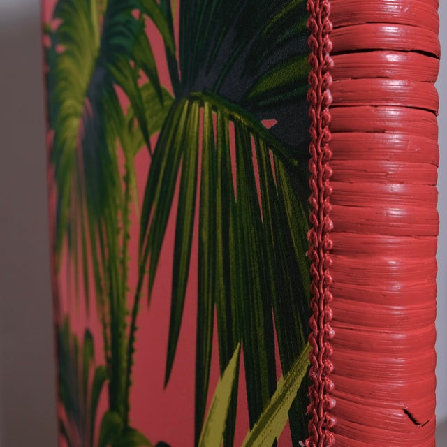 Italian Rattan and Double-Sided Fabric Room Divider, 1980s For Sale - Image 10 of 15