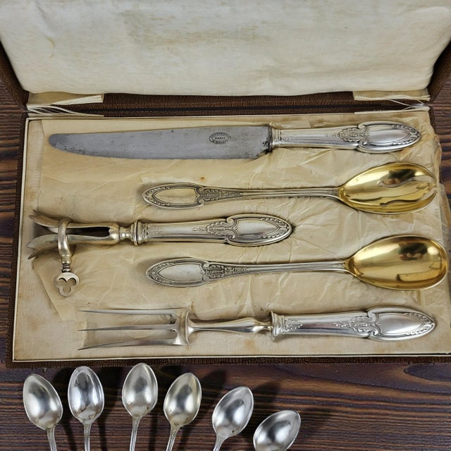Antique Silver-Plated Flatware Set by Maison Ercuis, 1890s, Set of 61 For Sale - Image 5 of 14