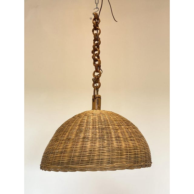 Bamboo & Wicker Chandeliers, 1970s, Set of 7 For Sale - Image 10 of 16