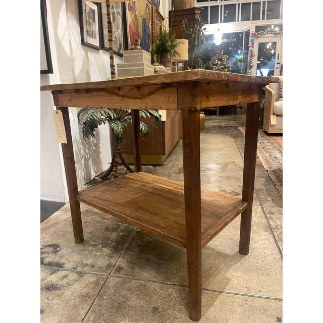 Solid Oak Antique French Farm Style Table For Sale - Image 4 of 7