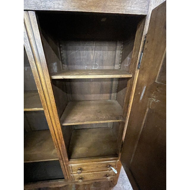 Early 20th Century Antique French Provincial Oak Armoire With Carved Floral Panels For Sale - Image 5 of 8