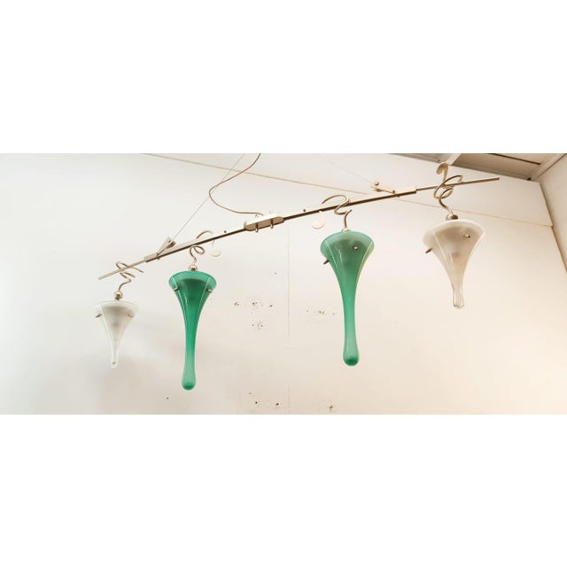 Mid-Century Modern Suspension Light with Murano Drop Glass For Sale - Image 3 of 18
