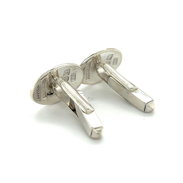 1990s 1990s Bulgari Bvlgari Estate Engraveable Mens Cufflinks Sterling Silver, A Pair For Sale - Image 5 of 7
