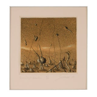 "Sundays Garden" - 1975 Surrealist Lithograph on Paper by Jim Crabb For Sale