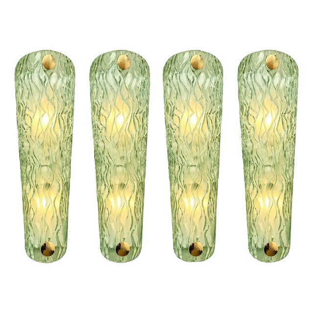 Monumental Green Murano Glass Wall Sconces by Simoeng, Set of 4 For Sale