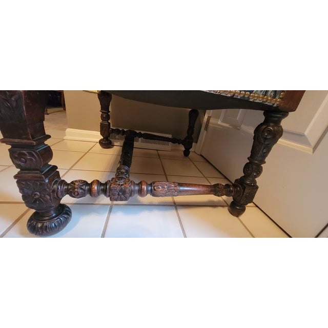 Mid 20th Century Vintage French Louis Philippe Style Armchairs With Carved Wood Arms and Legs - A Pair For Sale - Image 5 of 18