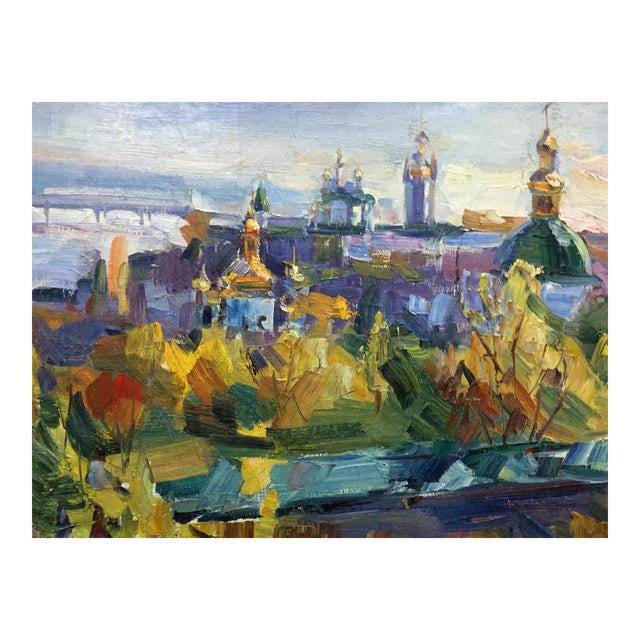1960s Oil Painting Domes of Churches For Sale