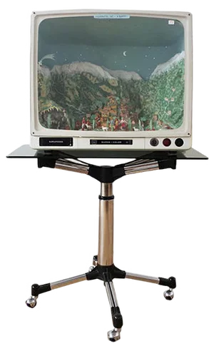 Grundig Television with Luminous Artisan Nativity Scene, 1950s