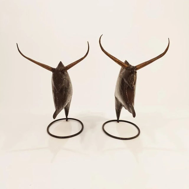 Metal Brutalist Buffalo Sculptures, 1950s, Set of 2 For Sale - Image 7 of 9
