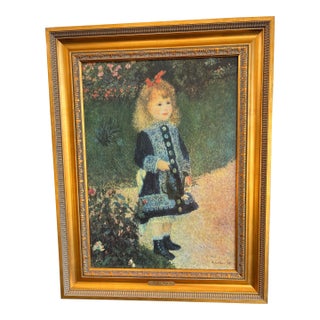 1970s After Renoir, Reproduction Framed Painting of "A Girl With a Watering Can" For Sale