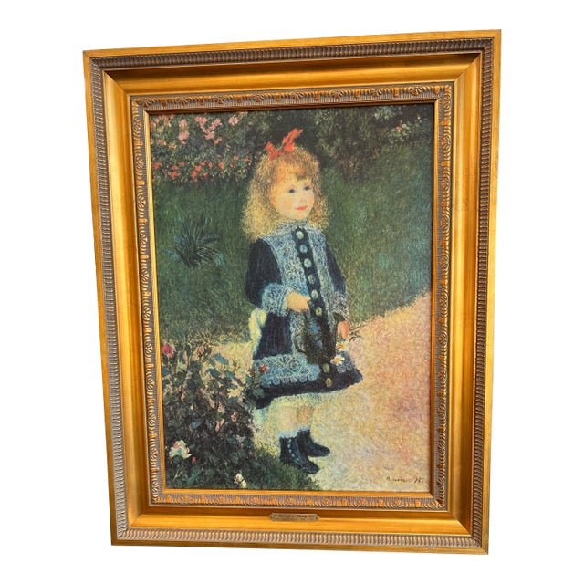1970s After Renoir, Reproduction Framed Painting of "A Girl With a Watering Can" For Sale