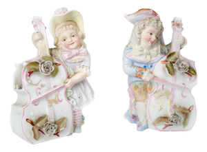 Musicians Porcelain Figures Vases from Heubach Brothers, 1890s, Set of 2