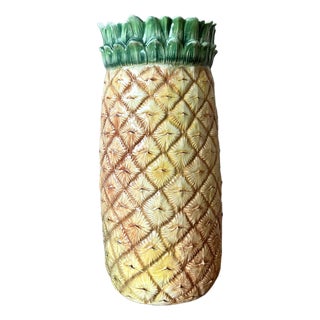 Vintage Italian Hand Painted Pineapple Umbrella Stand For Sale