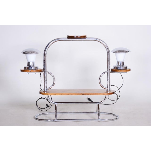 Bauhaus Flower Stand in Oak & Chrome, Czech, 1930s For Sale - Image 12 of 15