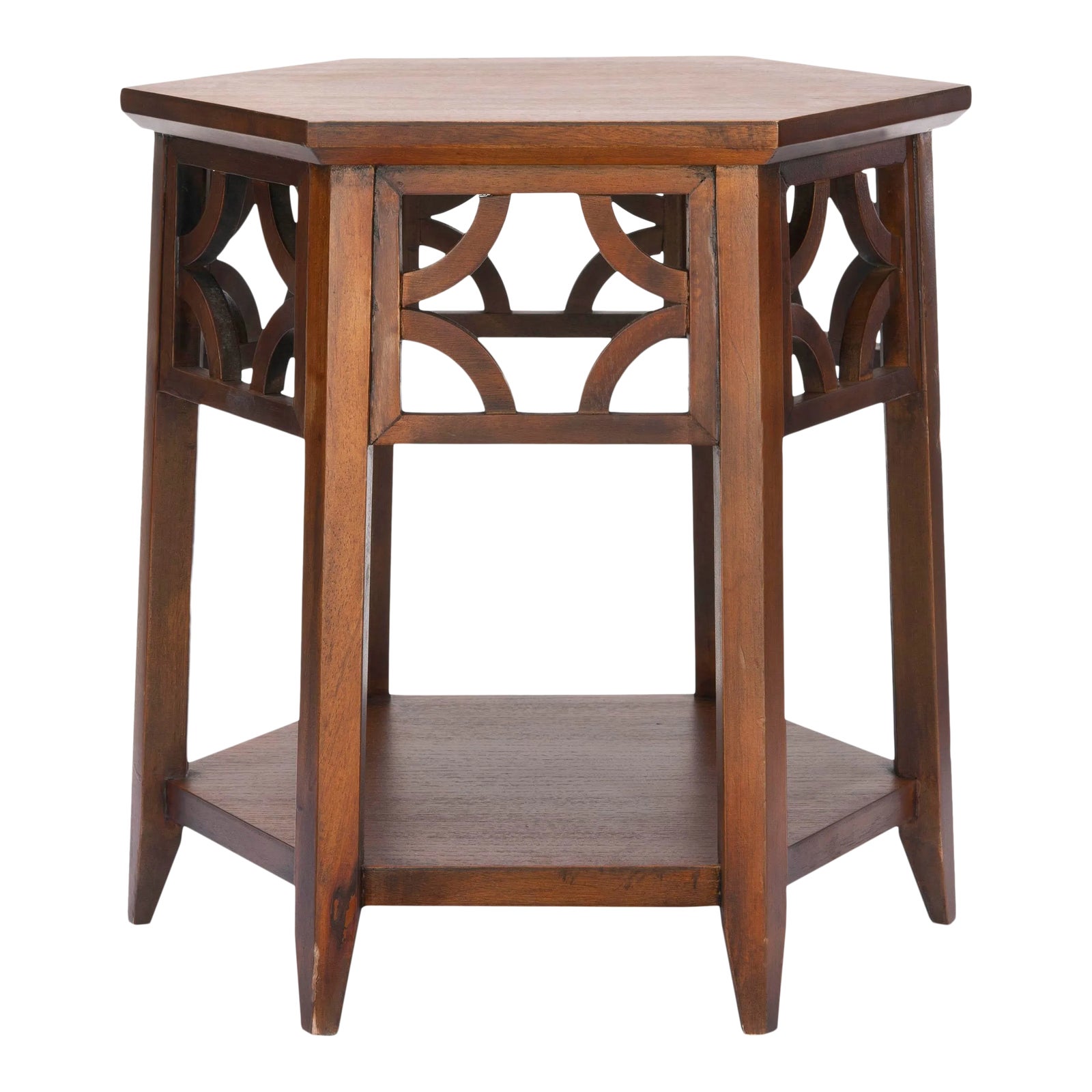 Hexagon End Table in Brown Chairish