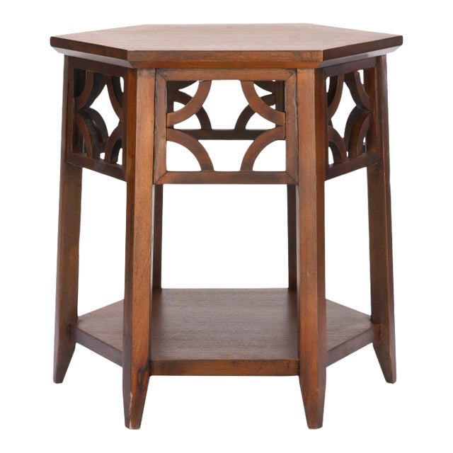 Hexagon End Table in Brown For Sale