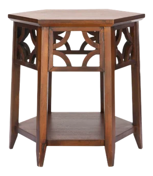 Hexagon End Table in Brown