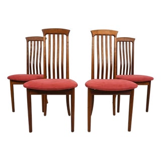 Set 4 Fine Danish Teak Dining Chairs Mid Century Modern For Sale