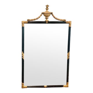 Antique Early 20th Century Neoclassical Giltwood and Black Wood Pier Glass Mirror With Classical Urn Cresting For Sale