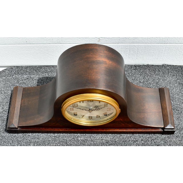 Mahogany Seth Thomas Clock Plymouth Tambour Mantel Mechanical Chime Run 30's For Sale In Philadelphia - Image 6 of 17