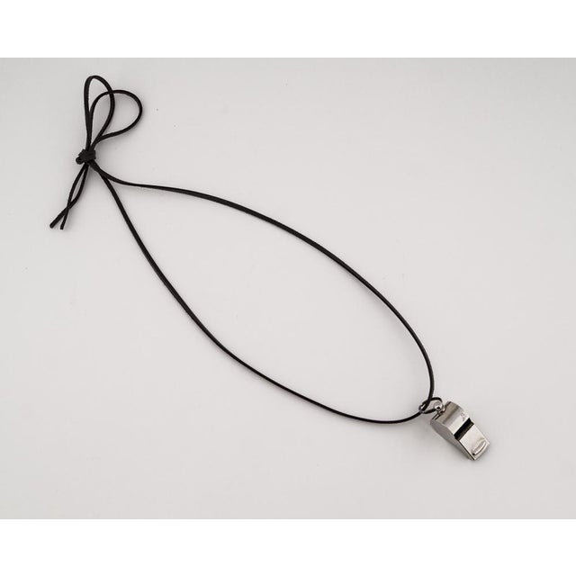 Mid-Century Modern German Metal Whistle with Wooden Pea Leather Cord and Metal Chain, 1940s, Set of 3 For Sale - Image 3 of 18