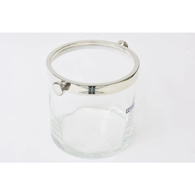 Brazilian Crystal Glass and Silver-Plate Ice Bucket by Riva 1990's For Sale - Image 4 of 10