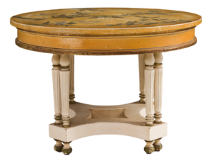 Round Neoclassical Style Gold Painted Wooden Side Table, 1960s