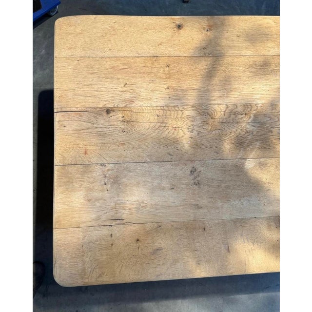 Brown Vintage Farmhouse Dining Table in Bleached Oak, 1920 For Sale - Image 8 of 18
