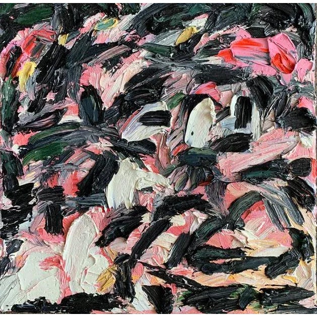 "Juliet" Contemporary Abstract Expressionist Square Oil Painting by Monica Shulman For Sale