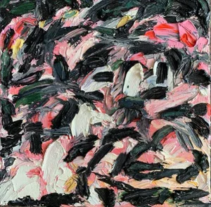 "Juliet" Contemporary Abstract Expressionist Square Oil Painting by Monica Shulman