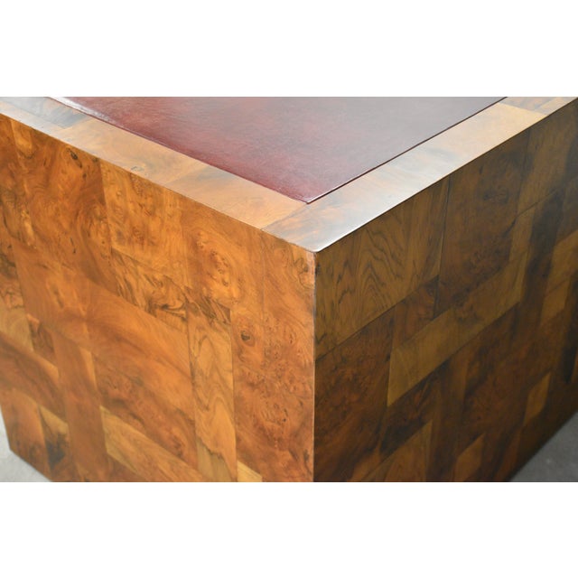 1970s Paul Evans Cityscape Patchwork Burl Desk For Sale - Image 11 of 13