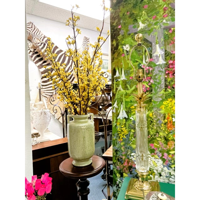Celadon Vintage Mid Century Egyptian Revival Ceramic Urn Vase With Celedon Glaze For Sale - Image 8 of 8
