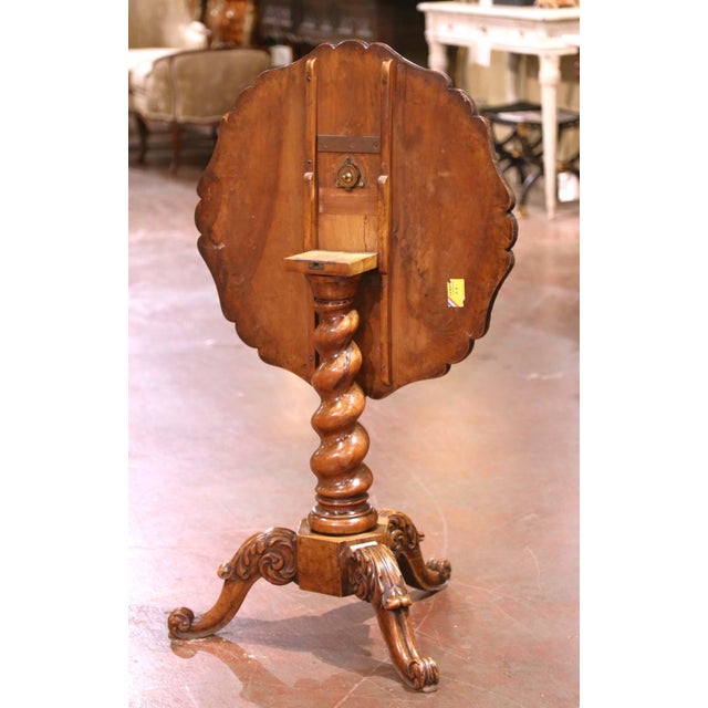 Wood 19th Century Swiss Black Forest Carved Walnut Tilt-Top Table With Village Scene For Sale - Image 7 of 8