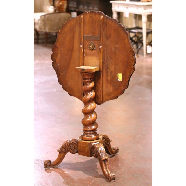 Wood 19th Century Swiss Black Forest Walnut Tilt-Top Table With Marquetry Scene For Sale - Image 7 of 8