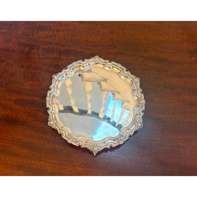 Antique Edwardian Silver-Plated Salver Tray, 1905 For Sale - Image 3 of 9