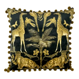 20" Square Decorative Throw Pillow With a Stunning Safari Animal Print of Giraffes, Leopards, Birds and Lizards- Made in the U K