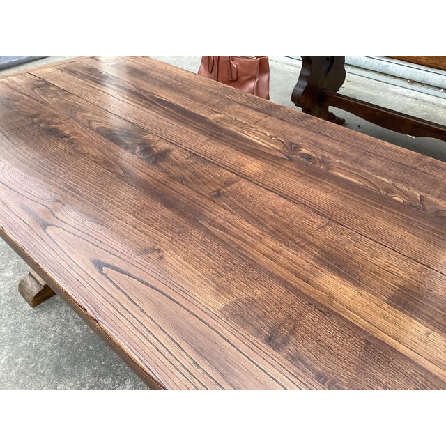 French Oak Farmhouse Table W/ Benches For Sale - Image 11 of 17