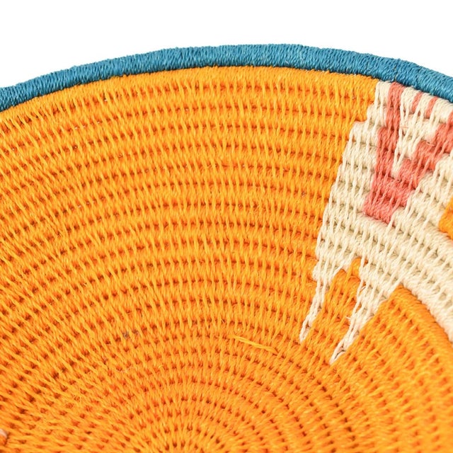 Early 20th Century Sisal Handwoven Orange Lion Basket Eswatini 9inch For Sale - Image 4 of 7