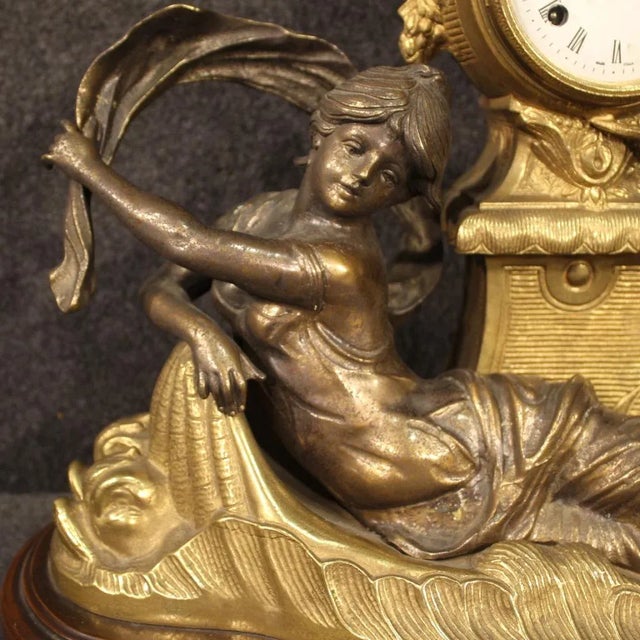 Gold French Gilded and Bronze Clock, 1930s For Sale - Image 8 of 13
