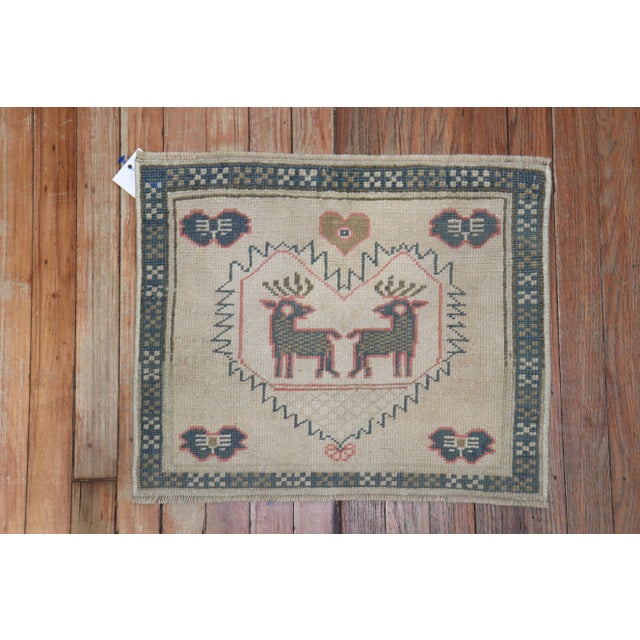 Vintage Mini Square Turkish Pictorial Rug - 1'6" x 1'10" For Sale In New York - Image 6 of 6