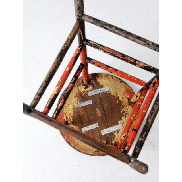 Vintage Rustic Painted Farmhouse Stool For Sale - Image 9 of 10