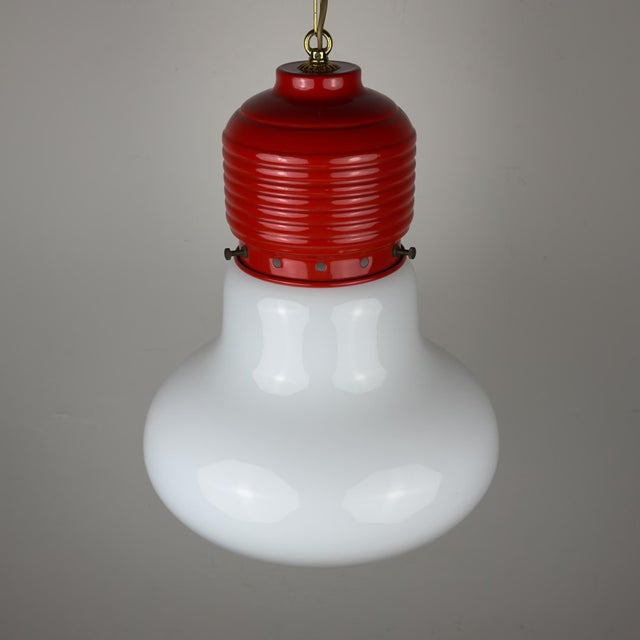 Vintage Opaline Glass Arianna Pendant Lamp by Piero Brombin for Artemide, Italy, 1980s For Sale - Image 13 of 18