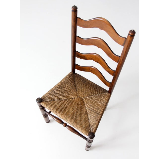 Vintage French Provincial Rush Seat Ladderback Chair For Sale - Image 6 of 14