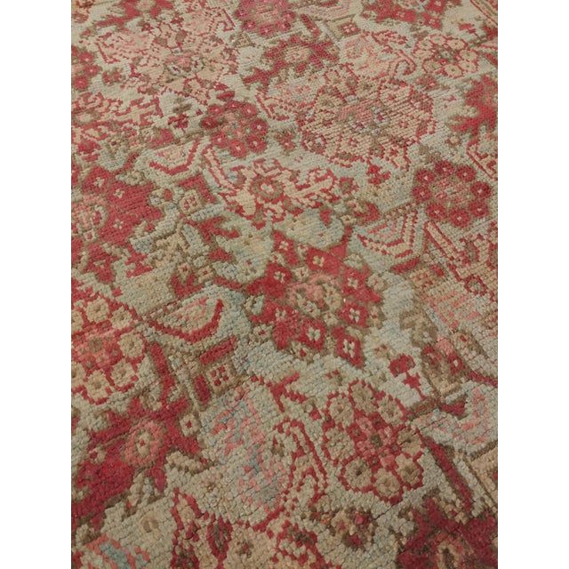 Antique Oushak Carpet, Handmade Oriental Rug, Pale Light Blue, Coral, Raspberry For Sale - Image 9 of 15